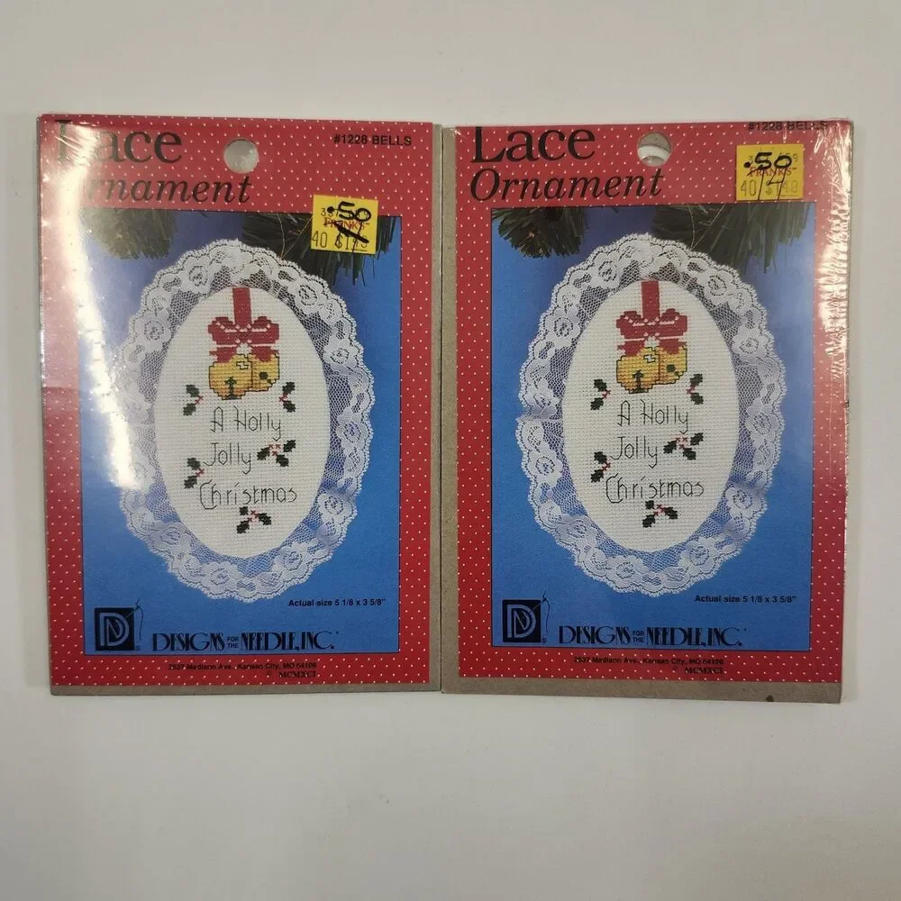 10 Designs for the Needle Counted Cross Stitch Lace Christmas Ornament Kits VTG